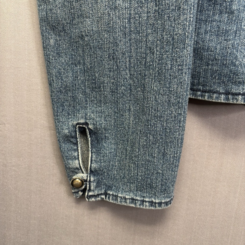 a.n.a Denim Blazer Jacket 1X Medium Wash Blue Button Front Cropped Y2K - Picture 5 of 14